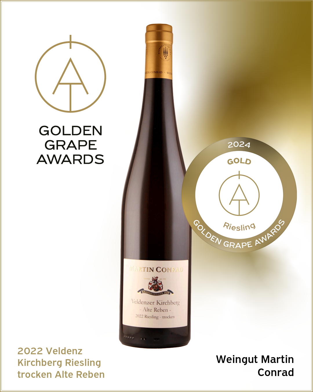 <br>Artikel-Nr.: 22-32<br>2022 Veldenzer Kirchberg - ALTE REBEN - Riesling Qualitätswein  trocken 0,75l (BIO-WEIN) - (GOLDMEDAILLE)<br> – Bild 4