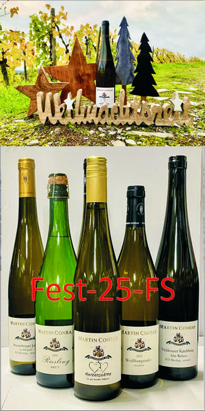 <br>Artikel-Nr.: Fest-25-FS<br>Festtags - Genießer-Paket FEINHERB-EDELSUSS mit je einer Flasche: GW-25, 18-2, 24-13, 23-14, 23-23, 22-27 - zum Vorzugspreis von 109,00 € statt 123,00 €<br>