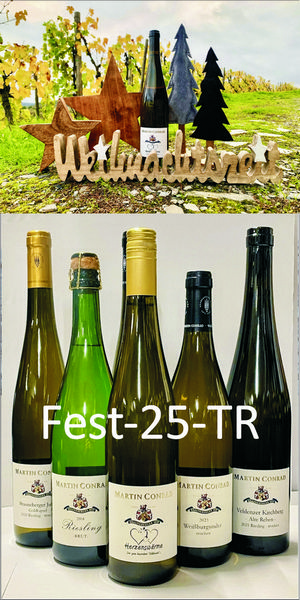 <br>Artikel-Nr.: Fest-25-TR<br>Festtags - Genießer-Paket TROCKEN/FEINHERB mit je einer Flasche: GW-25, 19-1, 23-03, 20-10, 20-04R, 23-14 - zum Vorzugspreis von 135,00 € statt 153,00 €<br>