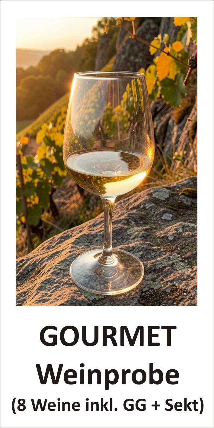 <br>Artikel-Nr.: WP-GOURMET<br>GOURMET-Weinprobe: Fachlich kommentierte Weinprobe (mind. 8 Weine inkl. GG-Qualität und Sekt) nach ihren persönlichen Geschmack. Zur Probe reichen wir Mineralwasser und Brot. Bitte Termin vereinbaren unter: info@martinconrad.de oder Tel.06534-93980<br>